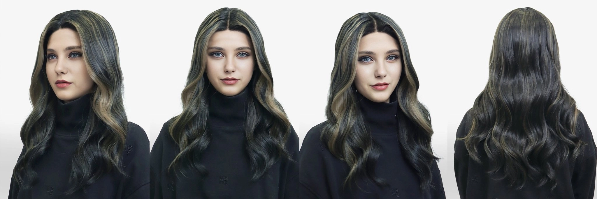 IMstyle Iris brown with blonde highlight natural wave 24 inches glue less lace front wig TK112-2446