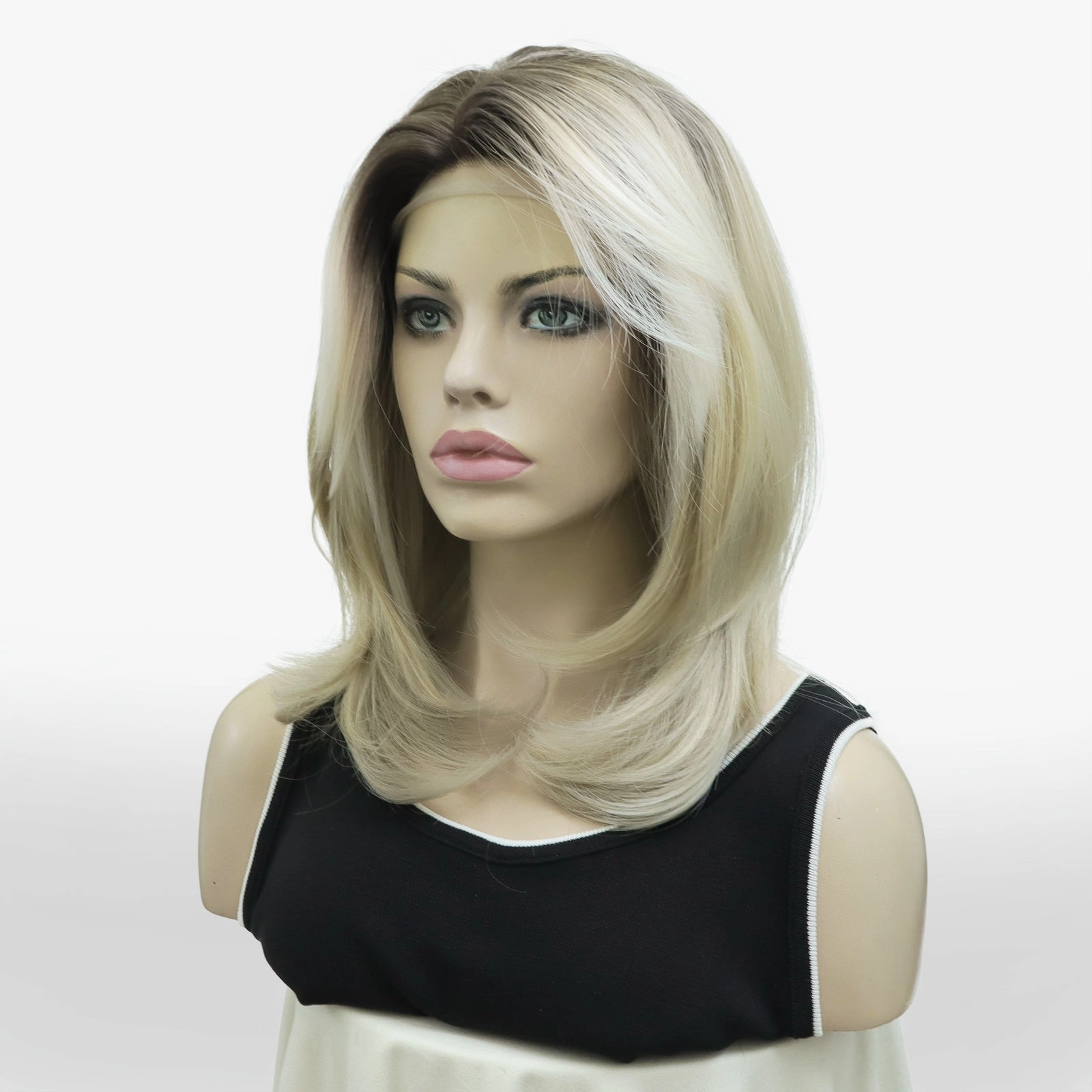 IMstyle Jordan Classic Blonde with dark rooting 13*3 free part layer Cut Glueless shoulder length Lace front wig K128-2462-C13X3