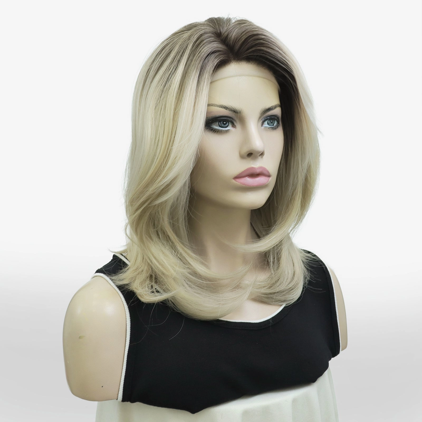 IMstyle Jordan Classic Blonde with dark rooting 13*3 free part layer Cut Glueless shoulder length Lace front wig K128-2462-C13X3