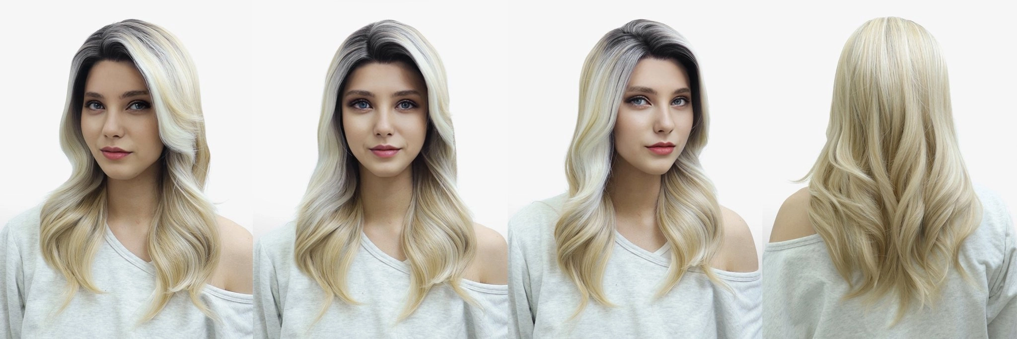 IMstyle Katerina golden blonde with highlight and dark root 26 inches soft curls 13*3 free part glueless lace front wigs K332-2033