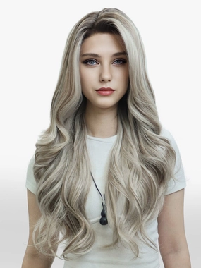 IMstyle Kayla Siver with Brown highlight Big layer lace wig 13*4 free Parting Daily Dating Wig