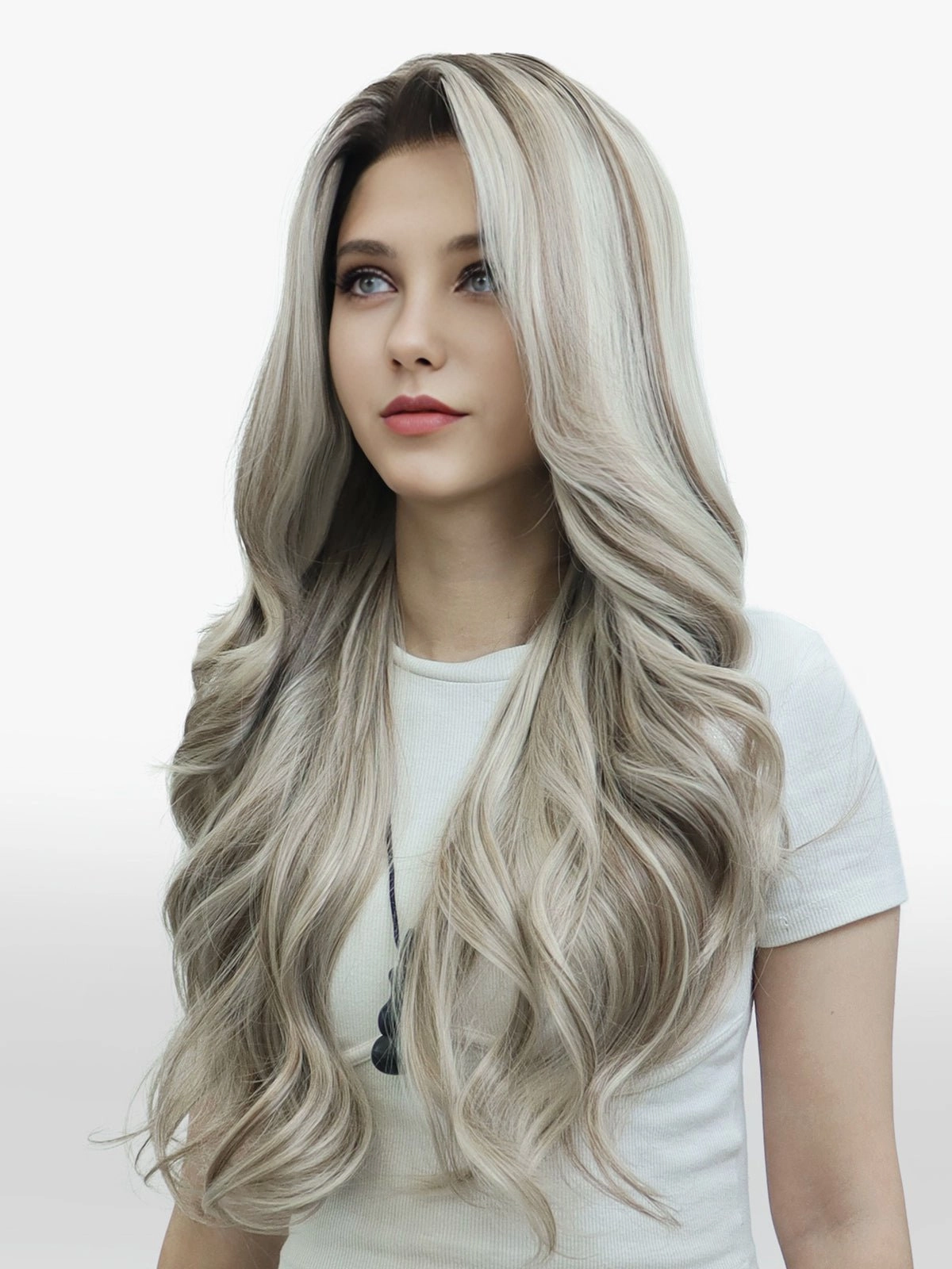 IMstyle Kayla Siver with Brown highlight Big layer lace wig 13*4 free Parting Daily Dating Wig