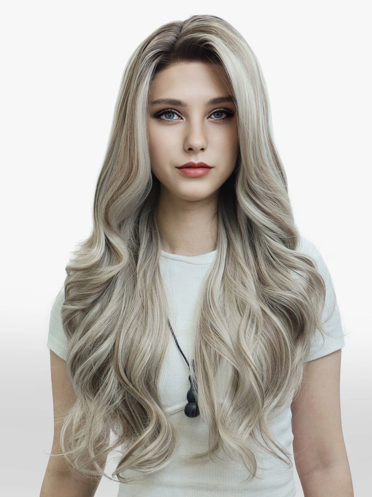 IMstyle Kayla Siver with Brown highlight Big layer lace wig 13*4 free Parting Daily Dating Wig