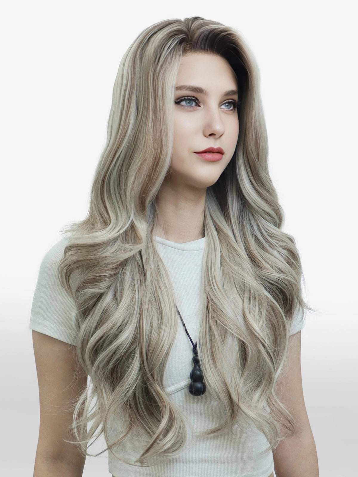 IMstyle Kayla Siver with Brown highlight Big layer lace wig 13*4 free Parting Daily Dating Wig