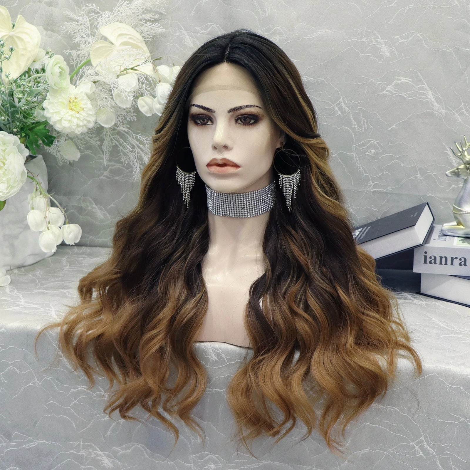 IMstyle Lori 26 inches T part&nbsp Lace Front Cap body wavy Dark Brown synthetic lace wig