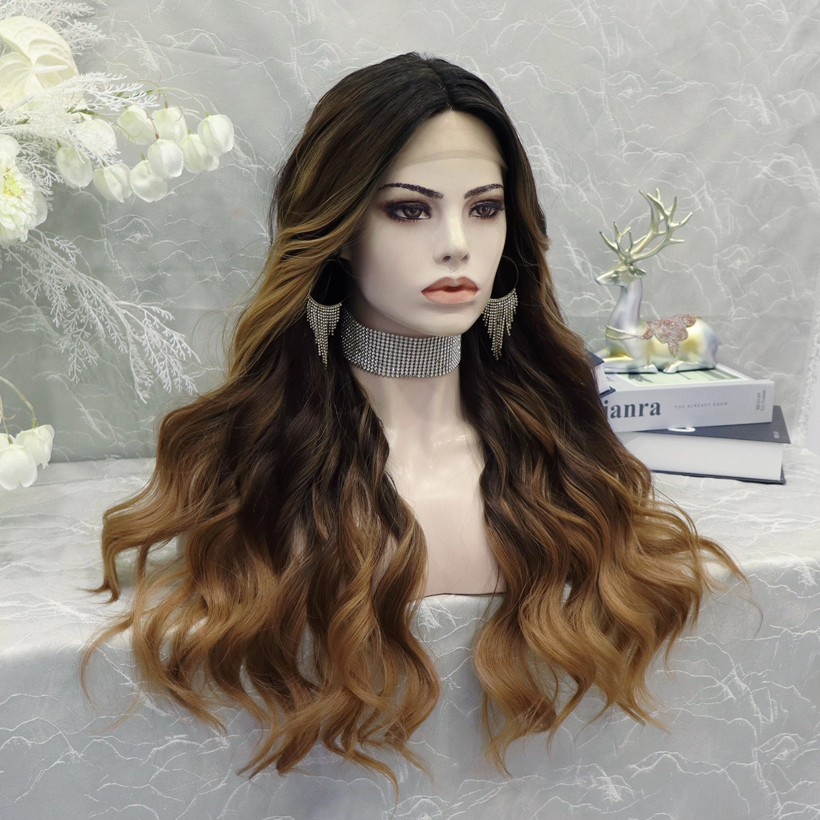 IMstyle Lori 26 inches T part&nbsp Lace Front Cap body wavy Dark Brown synthetic lace wig