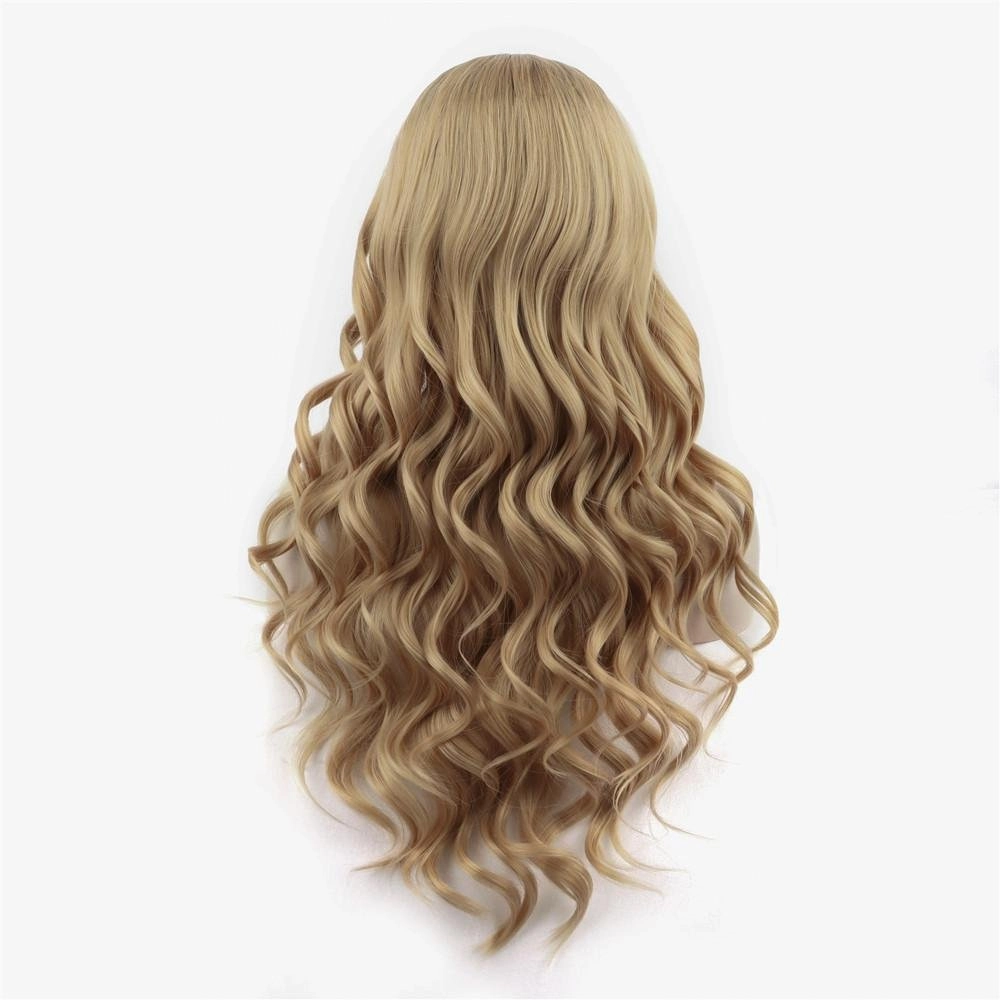 IMSTYLE new Honey Blonde Lace Front Wig Dark Rooted Wave Synthetic Wigs-C15-orange-raise