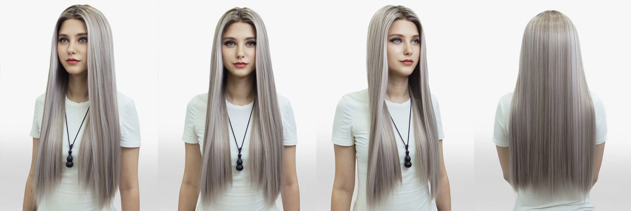 IMstyle Nova 28inches purpleish grey Long Straight Grey Pink T part Lace Front wig Glueless-TK114-2424