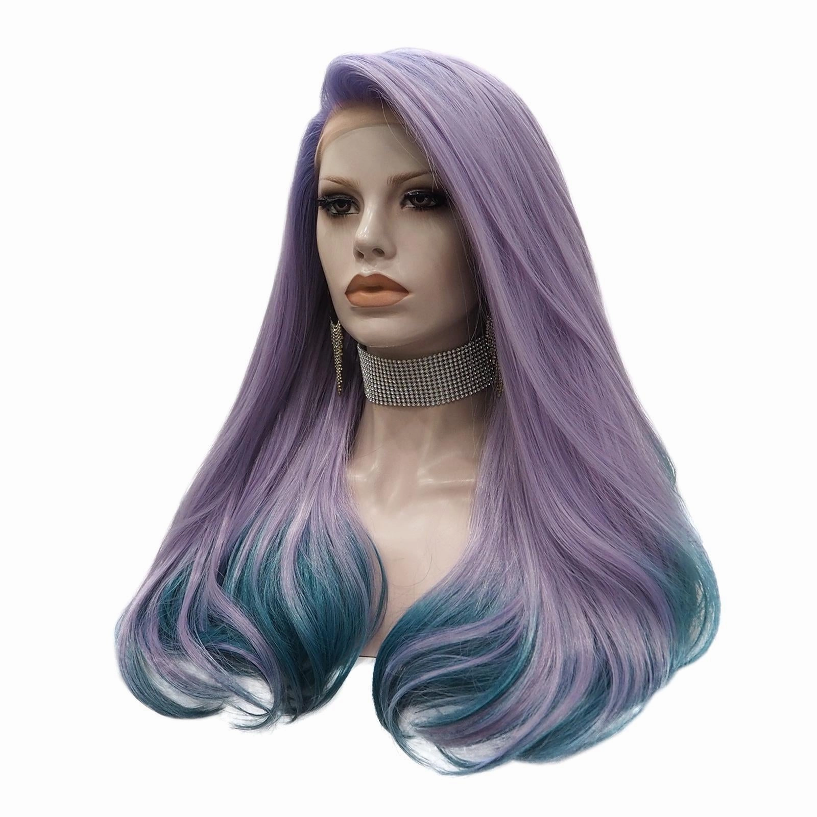 IMstyle Purple Wigs Blue Ends 13*2 free parting Lace front Wig Pride Party Wig-S-W88361-2116-02