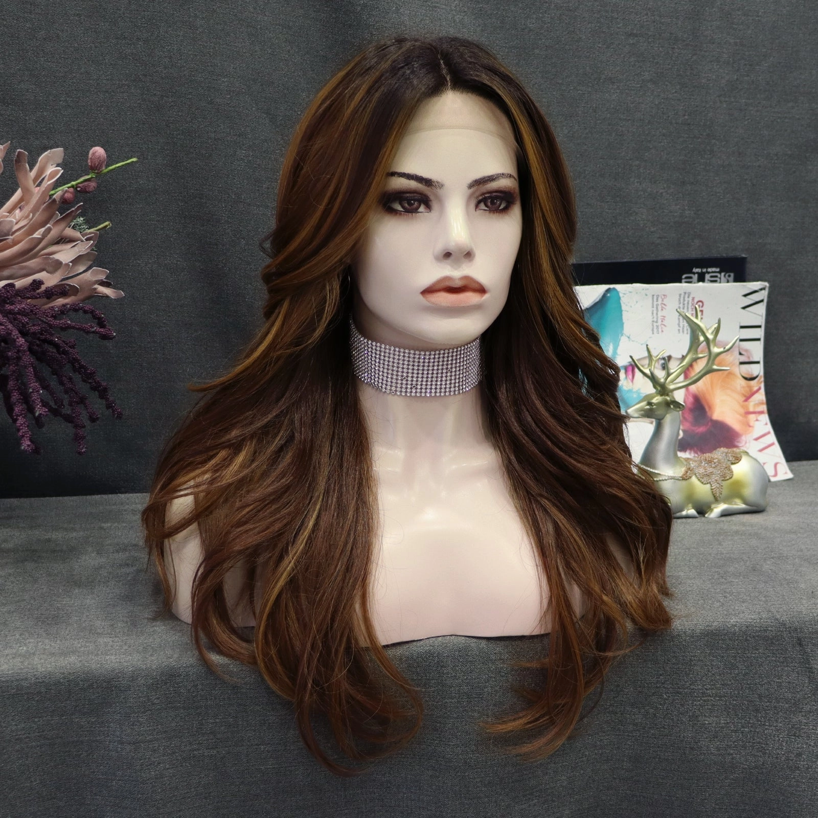 IMstyle Remy yellow brown with dark root layer cut 24 inches T part lace front glueless wigsThehairhoneysCollection