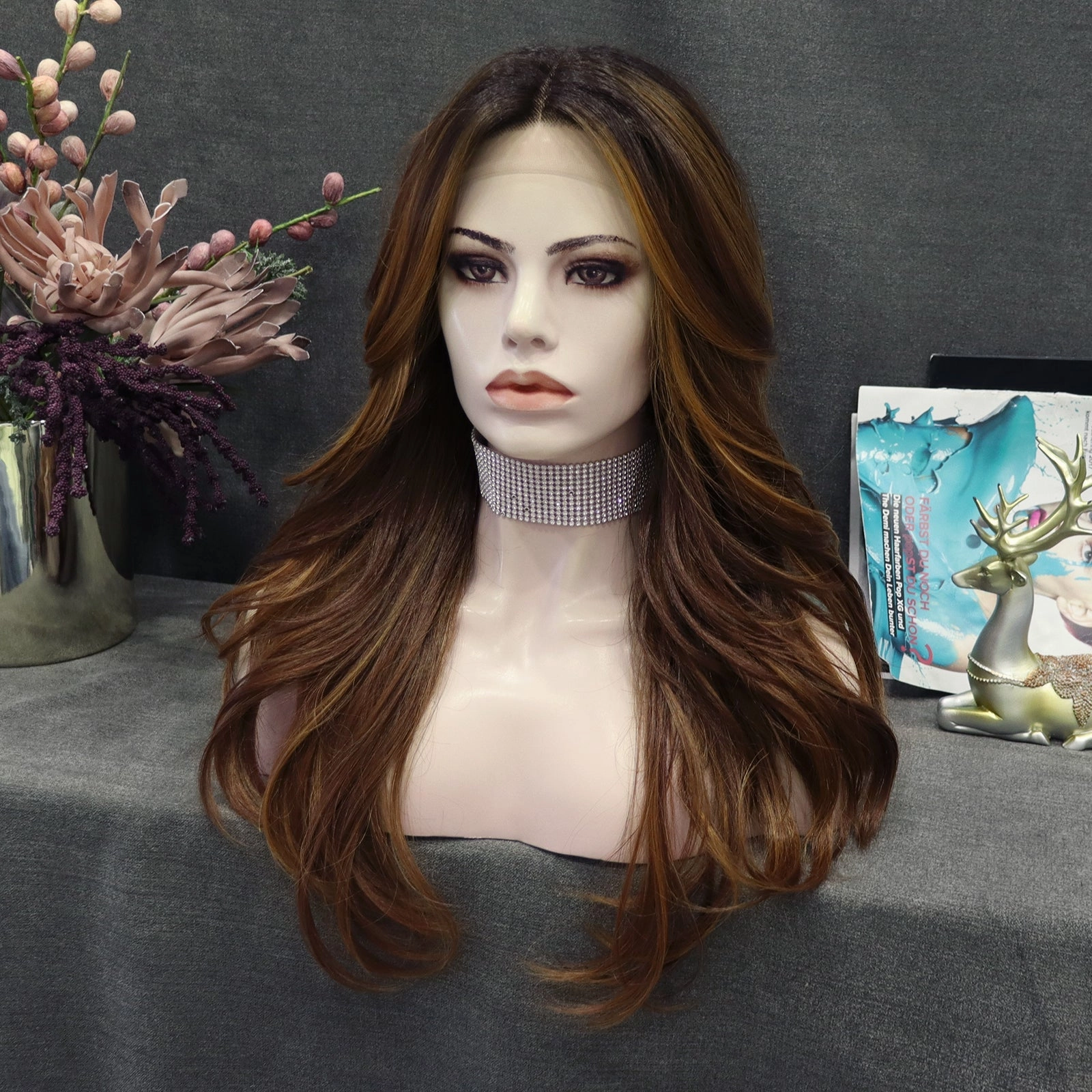 IMstyle Remy yellow brown with dark root layer cut 24 inches T part lace front glueless wigsThehairhoneysCollection