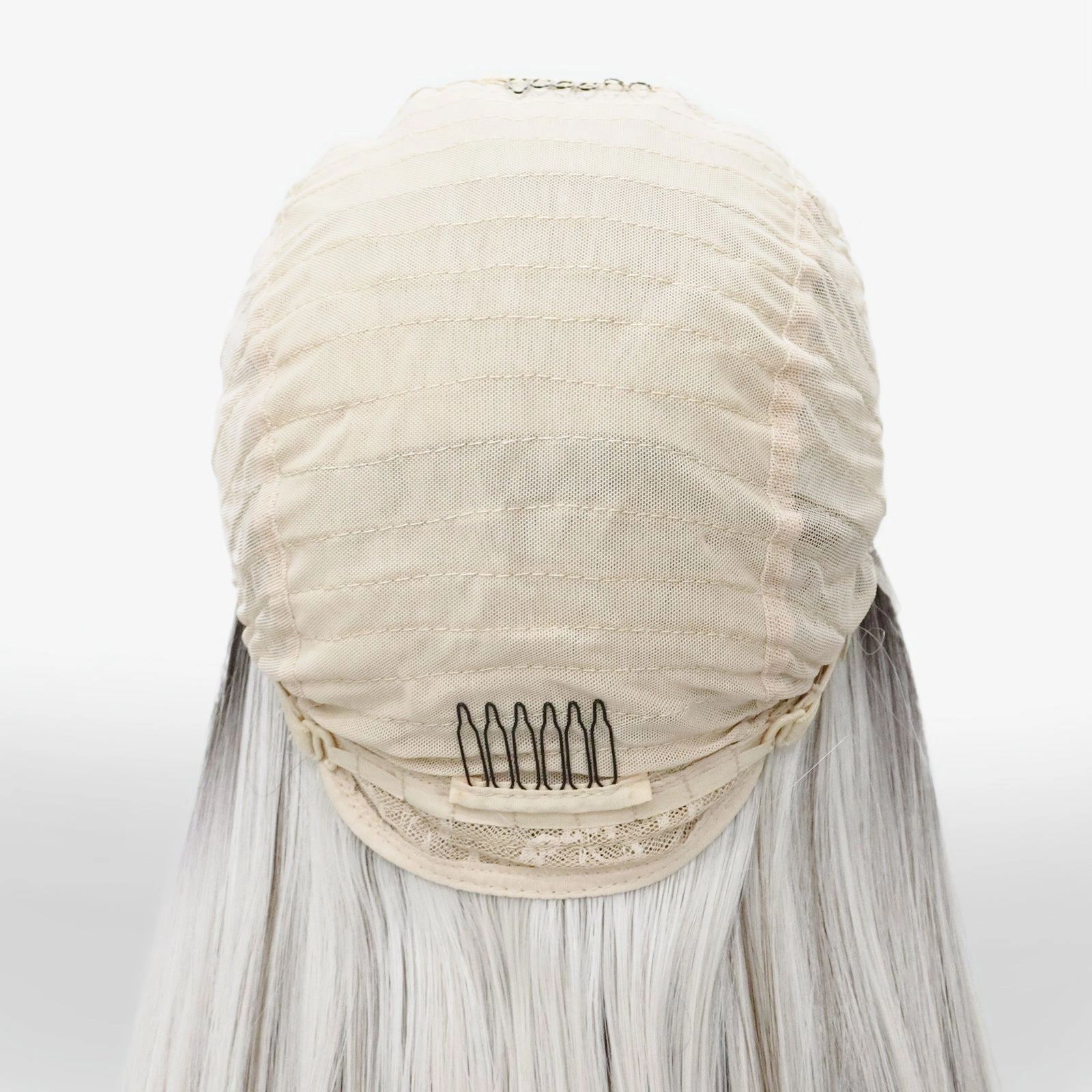 Imstyle sliver mist grey with highlights and dark roots 28 inches free part Synthetic Lace Front Wig