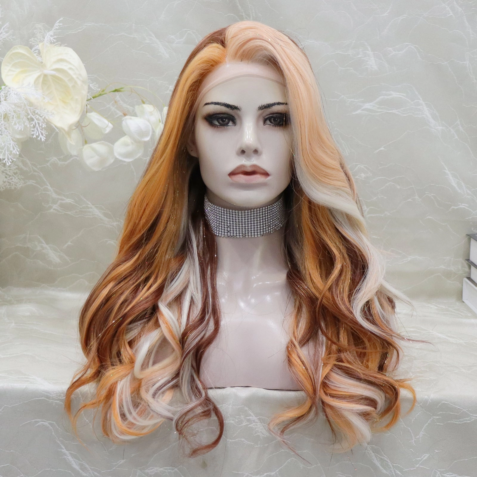 Imstyle Sorcha New orange and White Tinsel wig 13*2 lace front wig party