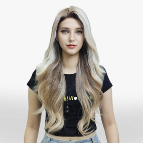 IMstyle Stacy Apricot Blonde with beige Highlight Big layer lace wig 13*4 free Parting Daily Dating Wig-F100-1T2440