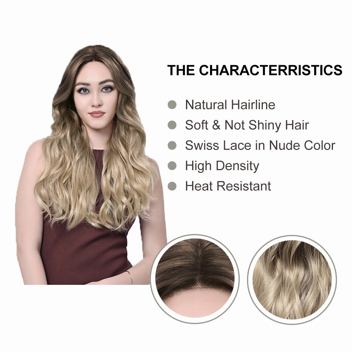 Imstylewigs 26 inches Ombre dark blonde body wavy lace wigs