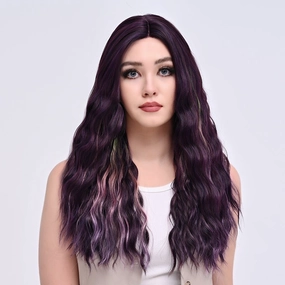 Imstylewigs-Billie-26 inches Highlight purple water wave lace wigs