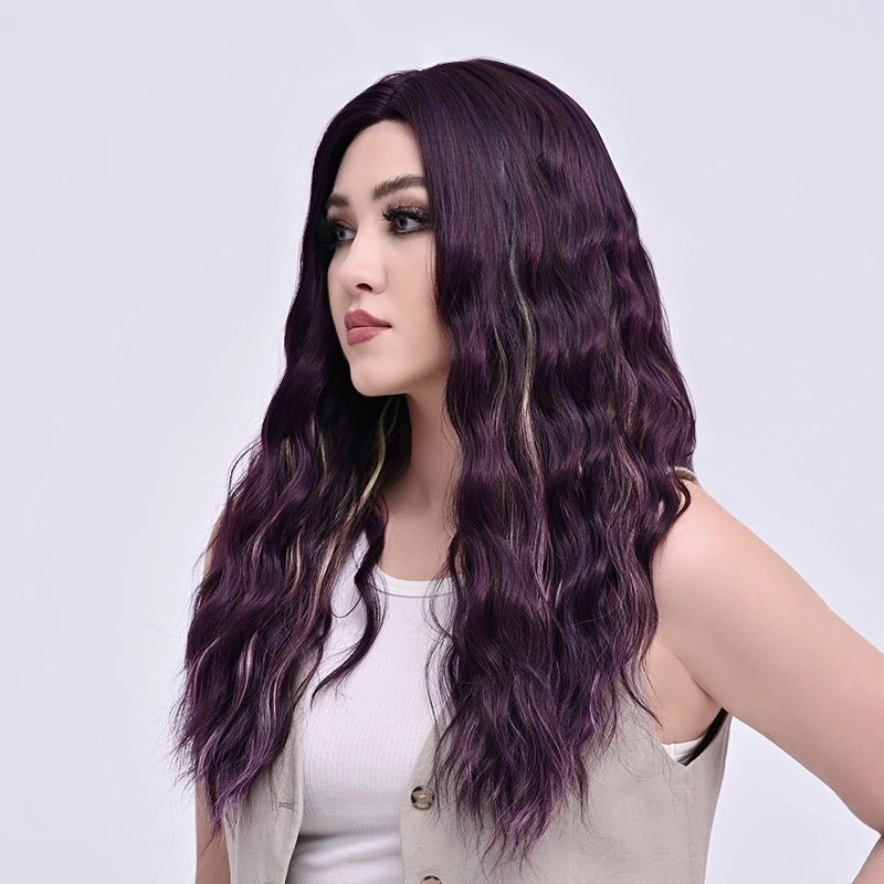 Imstylewigs-Billie-26 inches Highlight purple water wave lace wigs