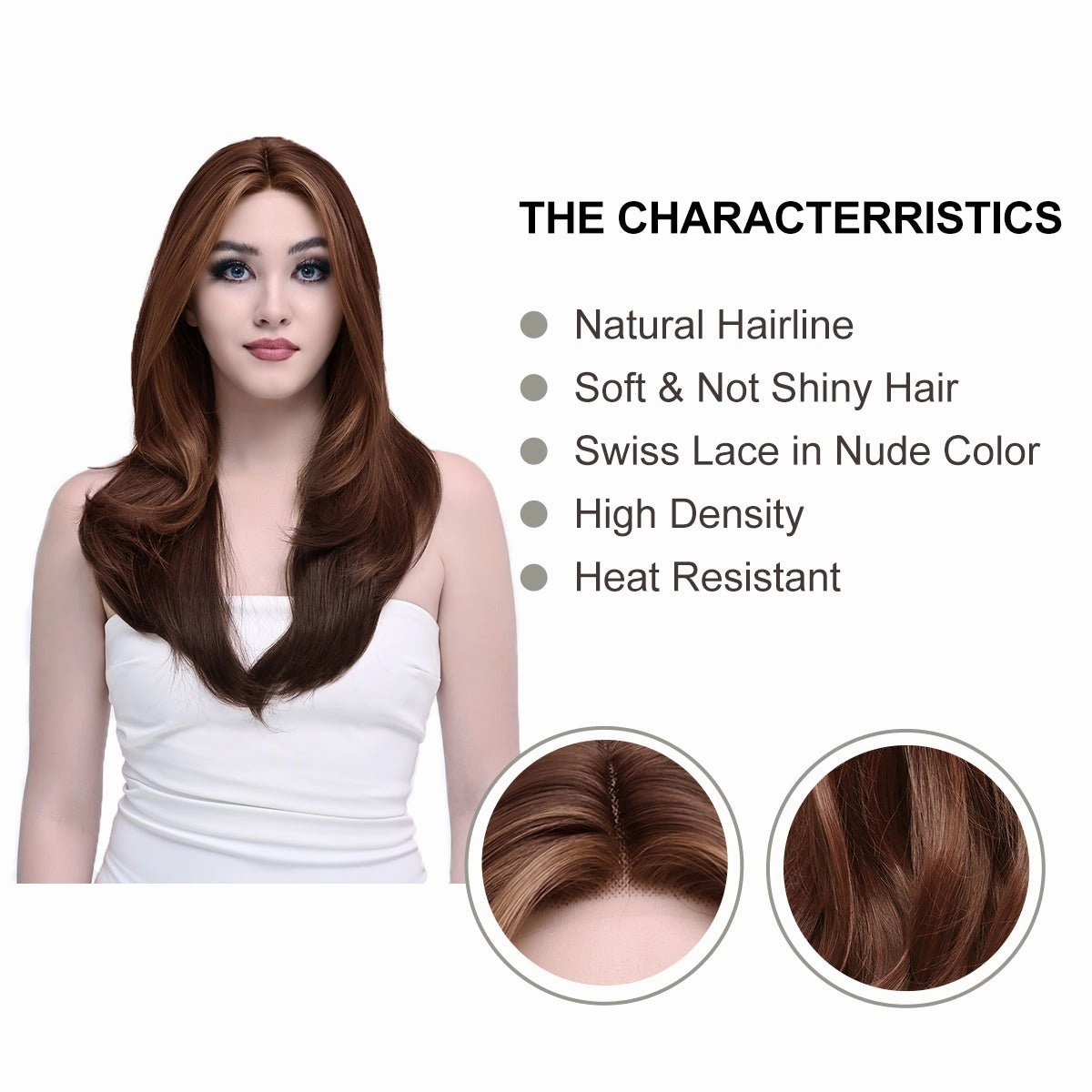 Imstylewigs-Kat-26 inches chestnut brown wavy lace wigs (Shara)