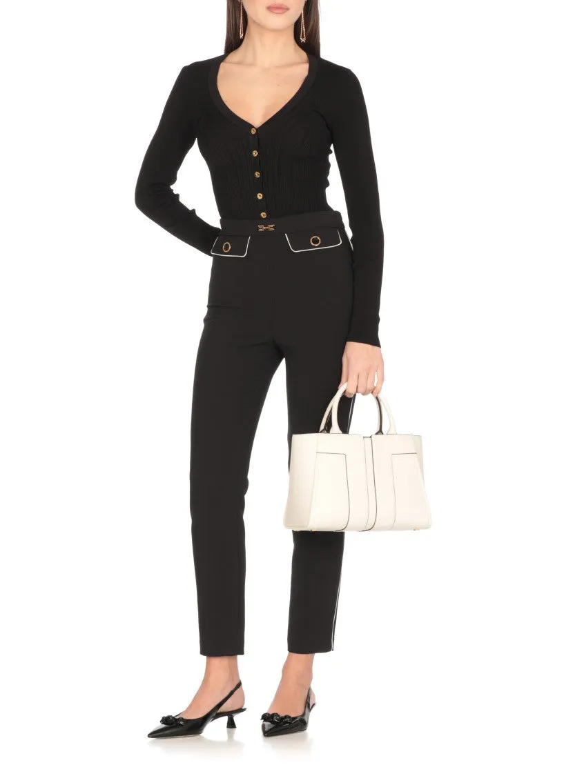 Ivory Shoulder Bag With Logo