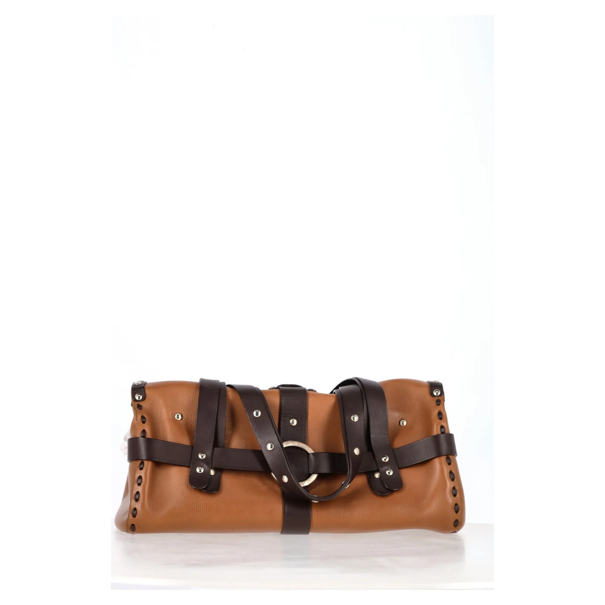 Jimmy Choo Vintage Studded Shoulder Bags in Brown Leather