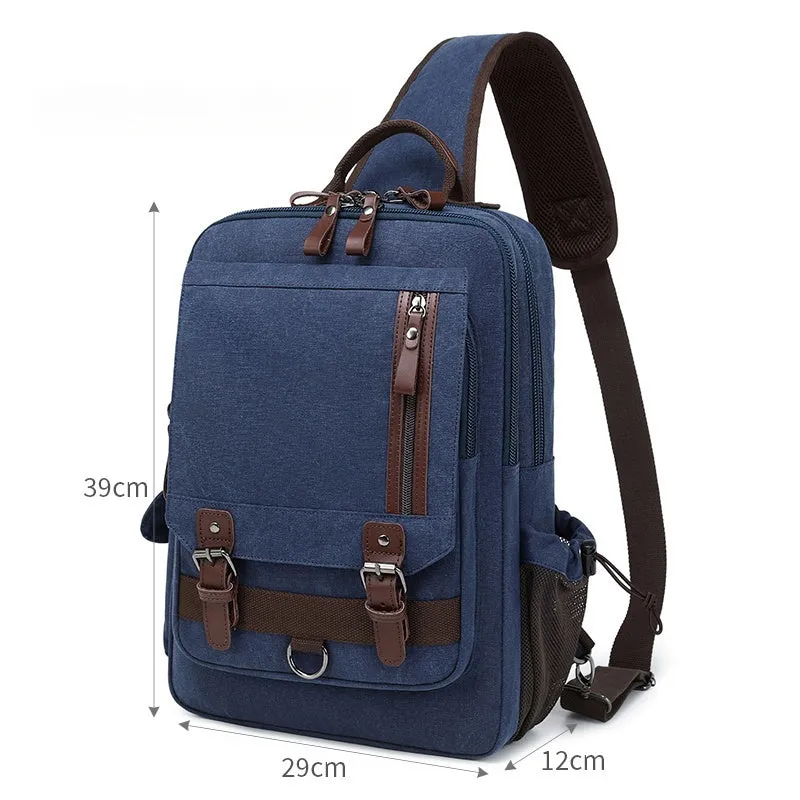 Khaki School Canvas Large Sling Bag For Men Khaki Canvas Sling Bags For Big Men