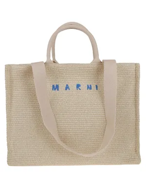 Large East/West Tote Bag In Woven Raffia