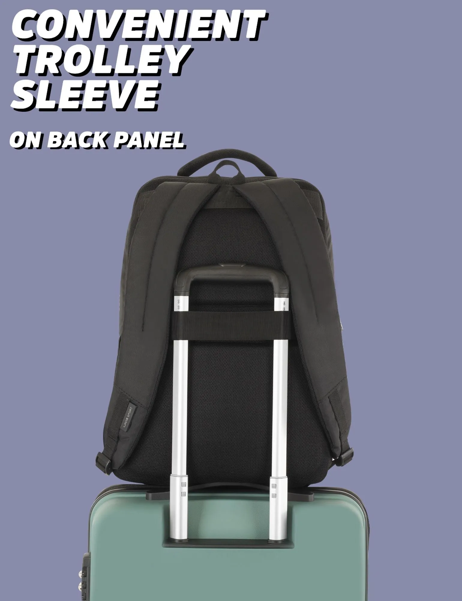 Lavie Sport Armour 24L Laptop Backpack with Trolley sleeve For Men & Women P. Blue