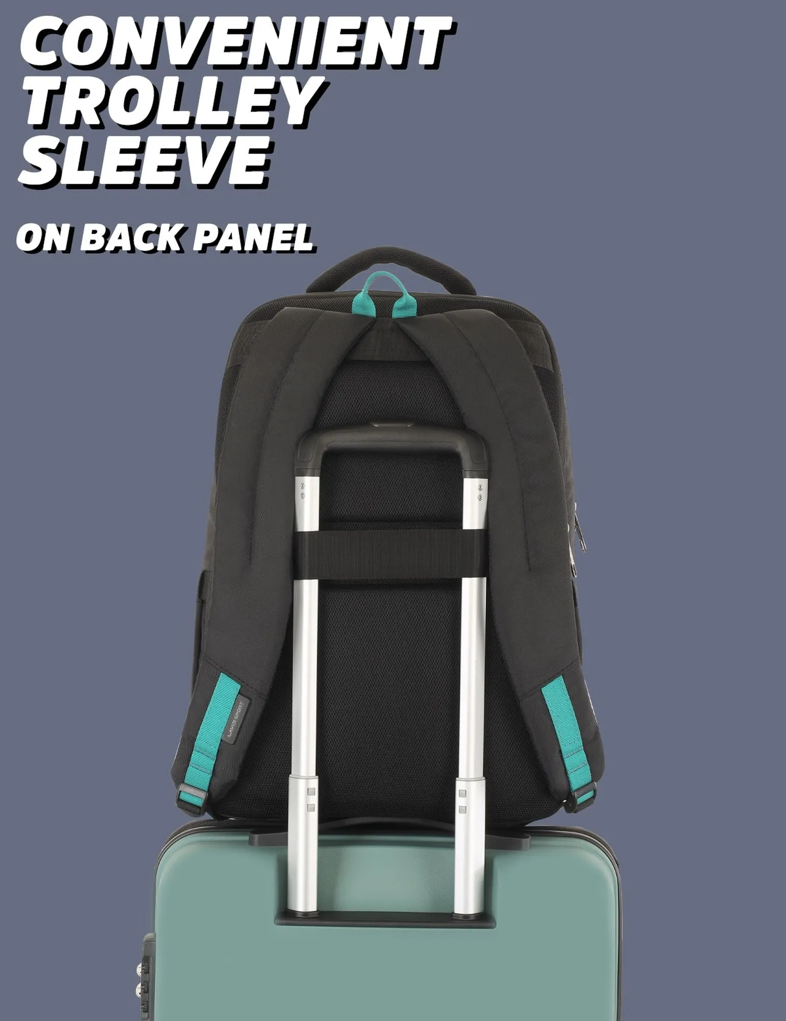 Lavie Sport Armour 24L Laptop Backpack with Trolley sleeve For Men & Women P. Blue