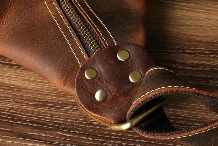 Leather Cool Mens Chest Bag Sling Bag Sling Crossbody Bag for men