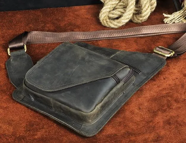 Leather Mens Chest Bag Sling Bag Sling Shoulder Bag Sling Backpacksfor men
