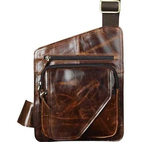Leather Mens Chest Bag Sling Bag Sling Shoulder Bag Sling Backpacksfor men