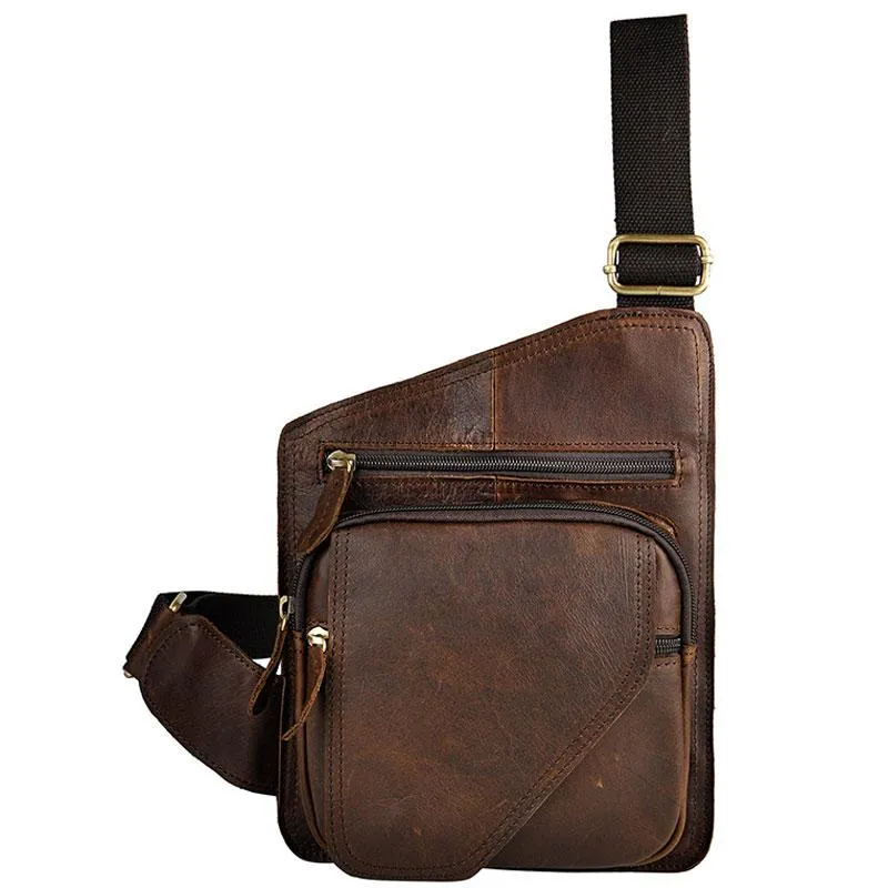 Leather Mens Chest Bag Sling Bag Sling Shoulder Bag Sling Backpacksfor men