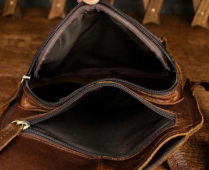 Leather Mens Chest Bag Sling Bag Sling Shoulder Bag Sling Backpacksfor men