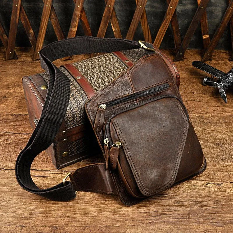 Leather Mens Chest Bag Sling Bag Sling Shoulder Bag Sling Backpacksfor men