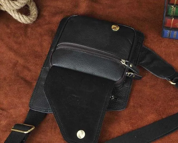 Leather Mens Chest Bag Sling Bag Sling Shoulder Bag Sling Backpacksfor men