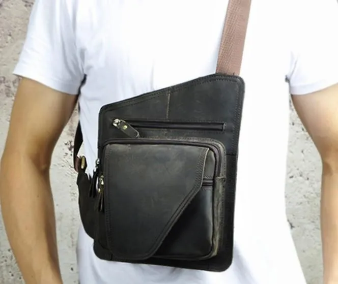 Leather Mens Chest Bag Sling Bag Sling Shoulder Bag Sling Backpacksfor men