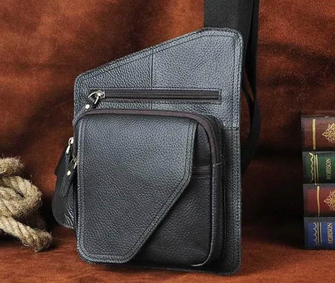 Leather Mens Chest Bag Sling Bag Sling Shoulder Bag Sling Backpacksfor men