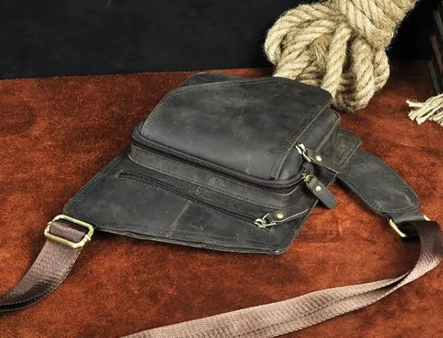 Leather Mens Chest Bag Sling Bag Sling Shoulder Bag Sling Backpacksfor men