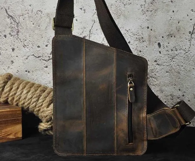 Leather Mens Chest Bag Sling Bag Sling Shoulder Bag Sling Backpacksfor men