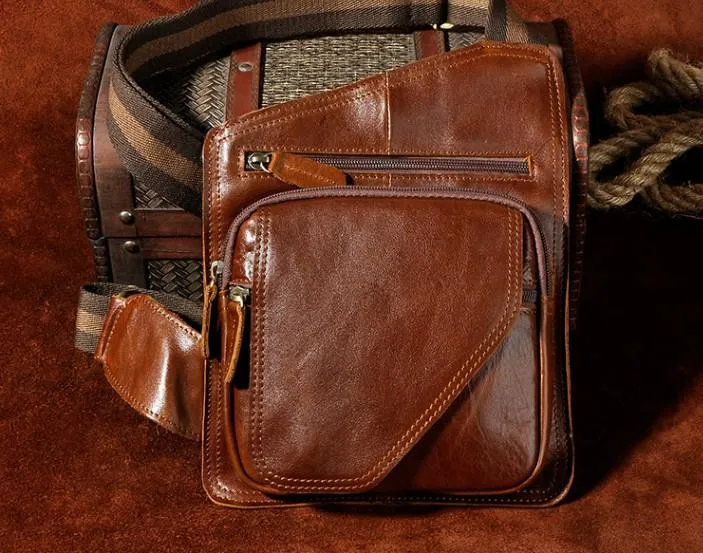 Leather Mens Chest Bag Sling Bag Sling Shoulder Bag Sling Backpacksfor men