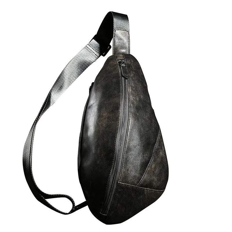 Leather Mens Cool Chest Bag Sling Bag Shoulder Sling Bag Travel Sling Bag for men
