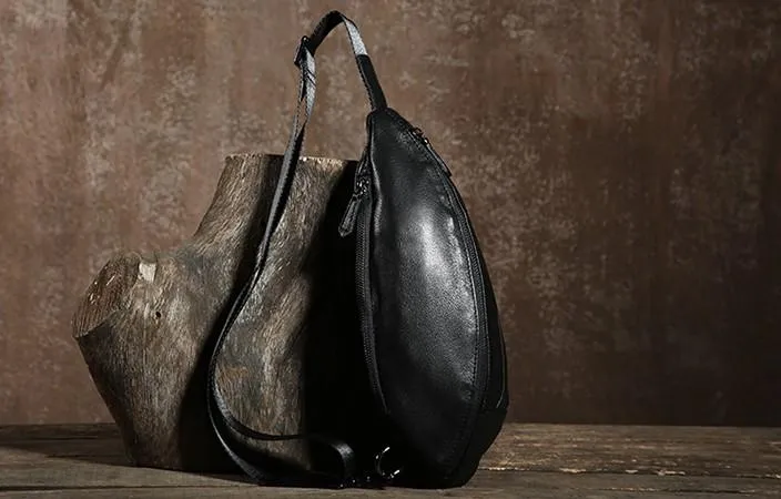 Leather Mens Cool Chest Bag Sling Bag Shoulder Sling Bag Travel Sling Bag for men