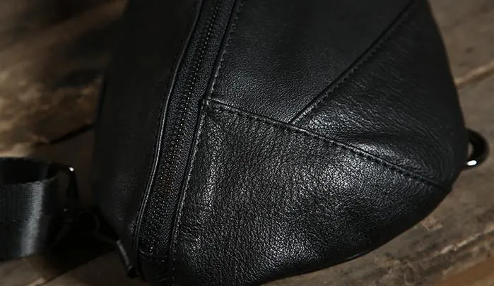 Leather Mens Cool Chest Bag Sling Bag Shoulder Sling Bag Travel Sling Bag for men