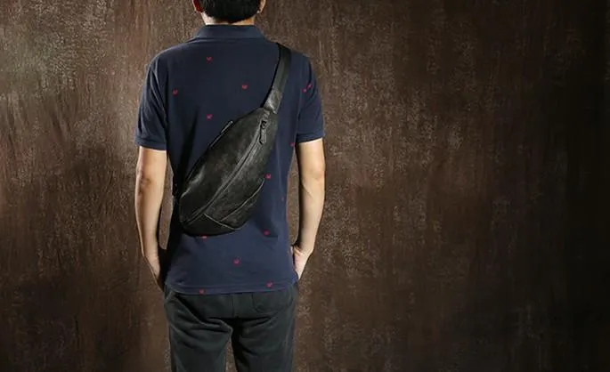 Leather Mens Cool Chest Bag Sling Bag Shoulder Sling Bag Travel Sling Bag for men
