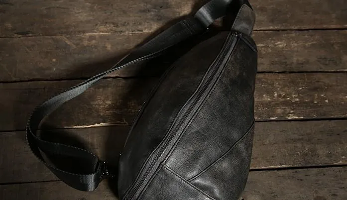 Leather Mens Cool Chest Bag Sling Bag Shoulder Sling Bag Travel Sling Bag for men