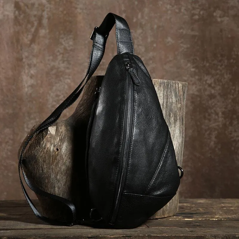 Leather Mens Cool Chest Bag Sling Bag Shoulder Sling Bag Travel Sling Bag for men