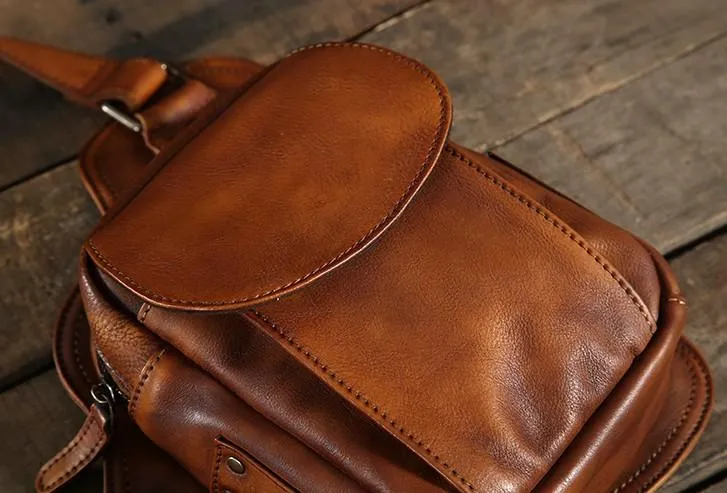 Leather Mens Cool Chest Bags Sling Bag Sling Shoulder Bag for men
