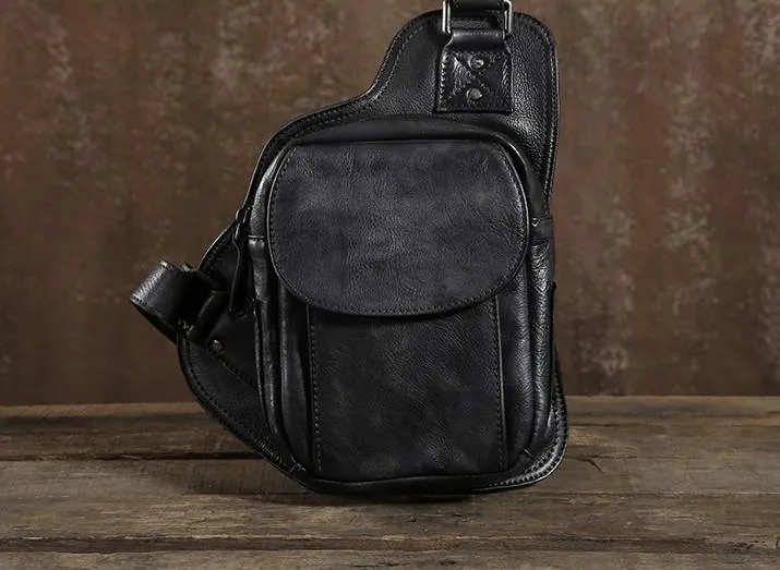 Leather Mens Cool Chest Bags Sling Bag Sling Shoulder Bag for men