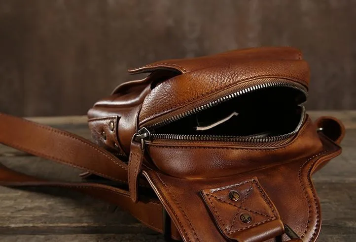 Leather Mens Cool Chest Bags Sling Bag Sling Shoulder Bag for men