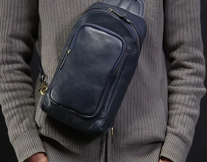 Leather Mens Cool Sling Bag Chest Bag Sling Crossbody Bag for men